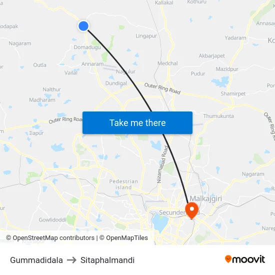 Gummadidala to Sitaphalmandi map