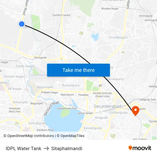 IDPL Water Tank to Sitaphalmandi map