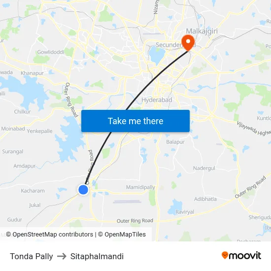 Tonda Pally to Sitaphalmandi map