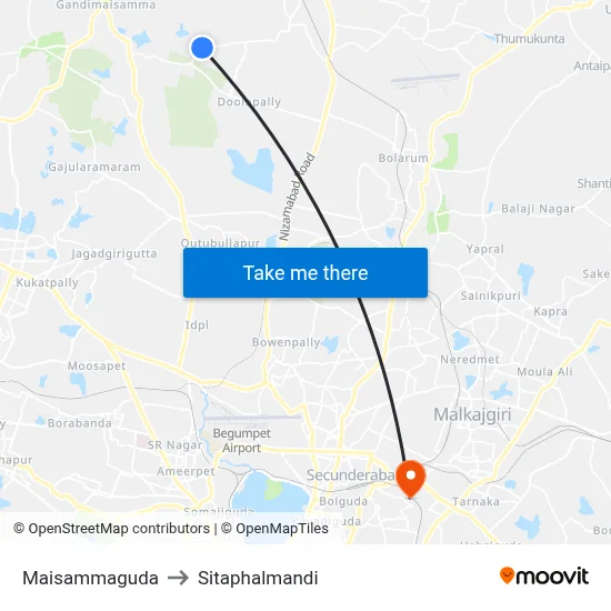 Maisammaguda to Sitaphalmandi map