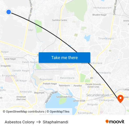Asbestos Colony to Sitaphalmandi map