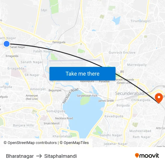 Bharatnagar to Sitaphalmandi map