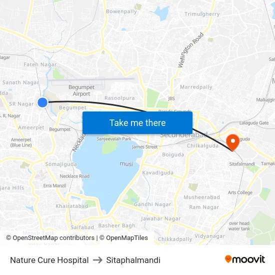 Nature Cure Hospital to Sitaphalmandi map