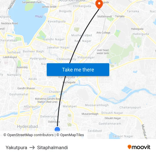 Yakutpura to Sitaphalmandi map