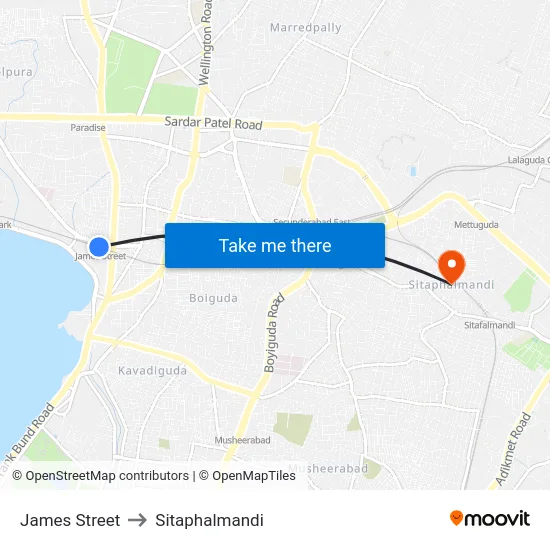 James Street to Sitaphalmandi map