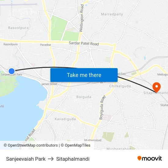 Sanjeevaiah Park to Sitaphalmandi map