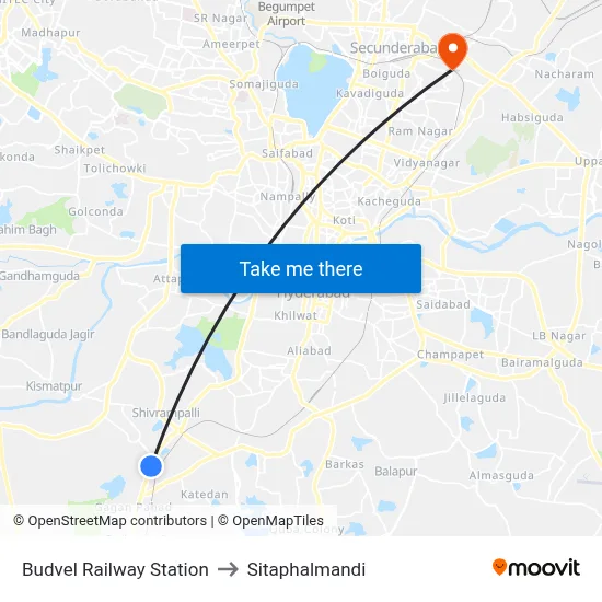 Budvel Railway Station to Sitaphalmandi map
