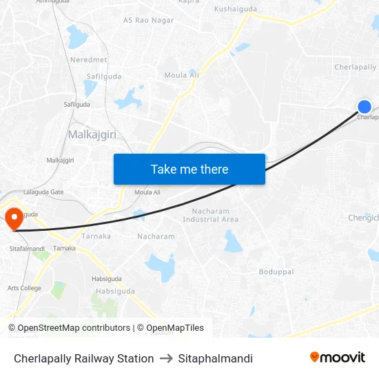 Cherlapally Railway Station to Sitaphalmandi map