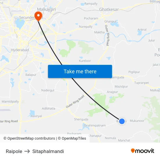 Raipole to Sitaphalmandi map