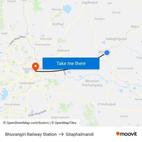 Bhuvangiri Railway Station to Sitaphalmandi map