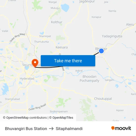 Bhuvangiri Bus Station to Sitaphalmandi map