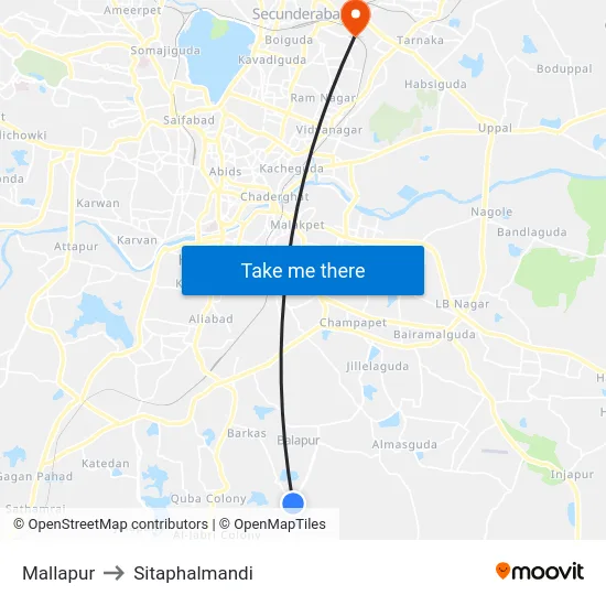 Mallapur to Sitaphalmandi map