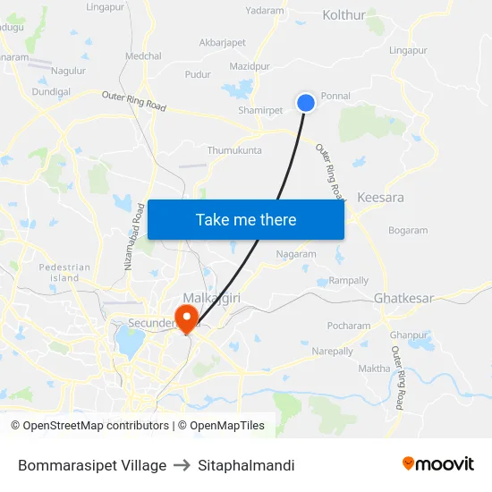 Bommarasipet Village to Sitaphalmandi map
