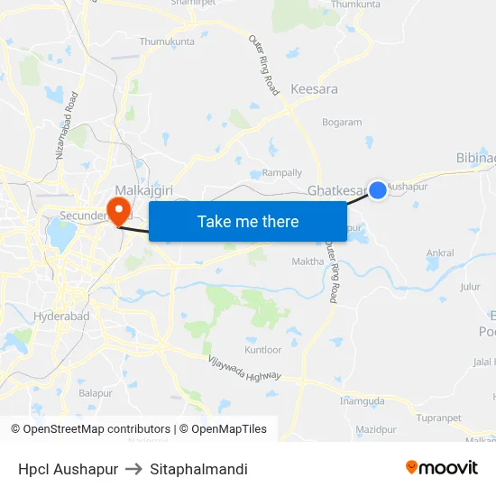 Hpcl Aushapur to Sitaphalmandi map