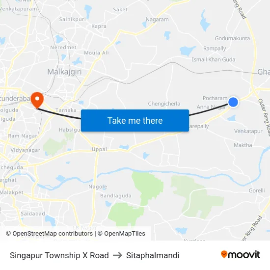 Singapur Township X Road to Sitaphalmandi map