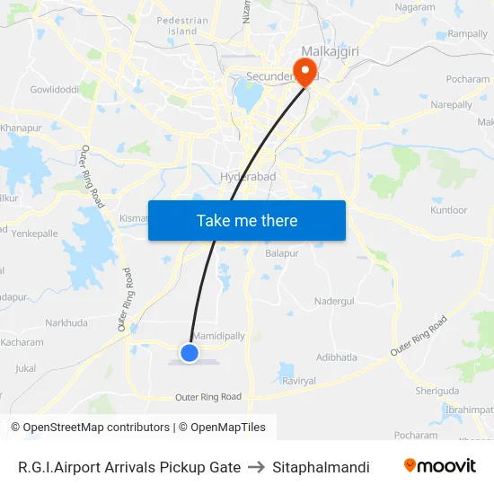 R.G.I.Airport Arrivals Pickup Gate to Sitaphalmandi map