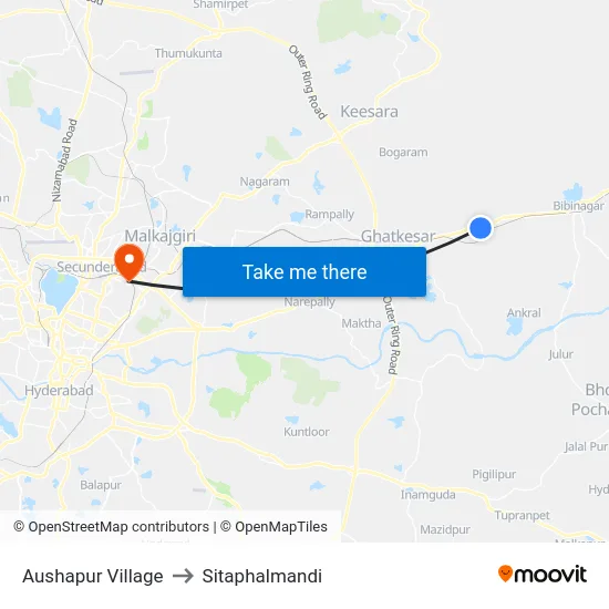 Aushapur Village to Sitaphalmandi map
