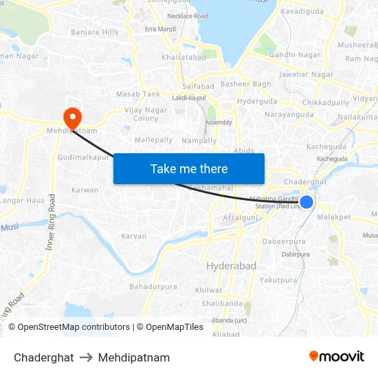 Chaderghat to Mehdipatnam map