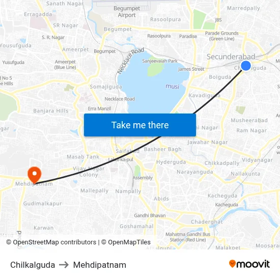 Chilkalguda to Mehdipatnam map