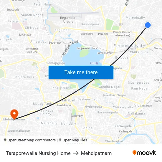 Taraporewalla Nursing Home to Mehdipatnam map