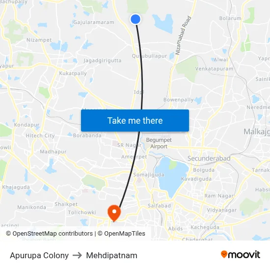 Apurupa Colony to Mehdipatnam map