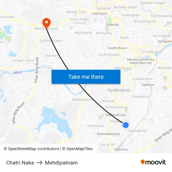 Chatri Naka to Mehdipatnam map