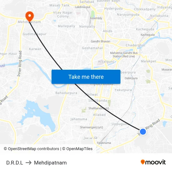D.R.D.L to Mehdipatnam map