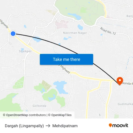 Dargah (Lingampally) to Mehdipatnam map