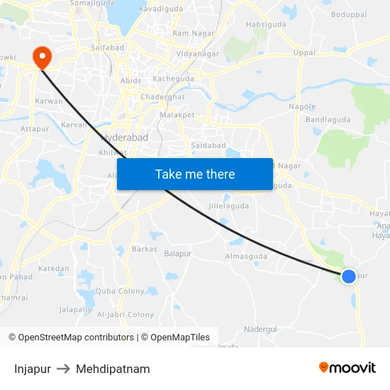 Injapur to Mehdipatnam map