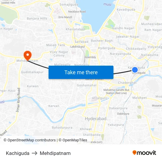 Kachiguda to Mehdipatnam map