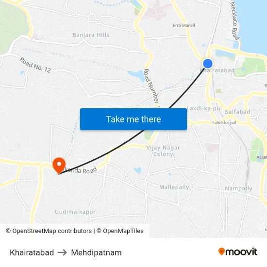 Khairatabad to Mehdipatnam map