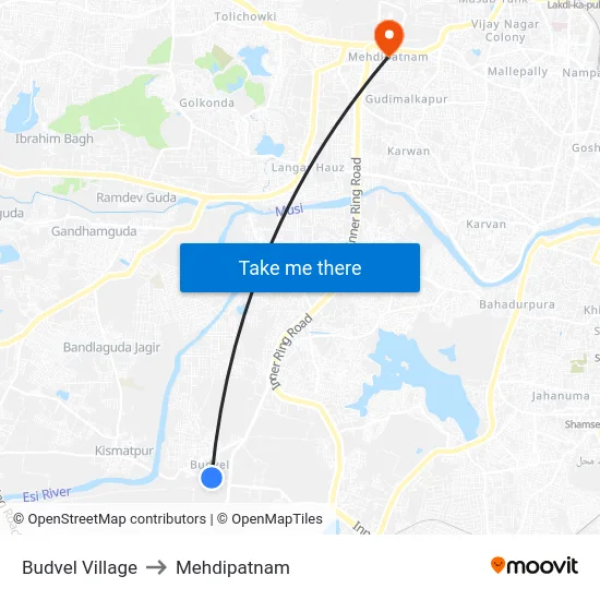 Budvel Village to Mehdipatnam map