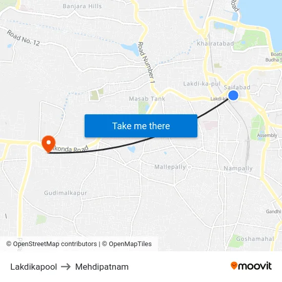 Lakdikapool to Mehdipatnam map