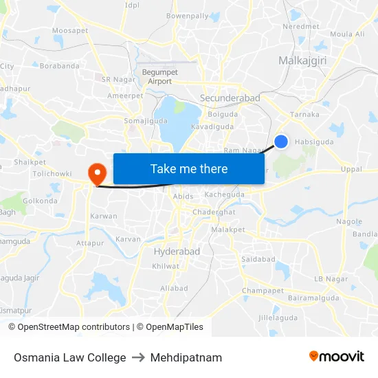 Osmania Law College to Mehdipatnam map