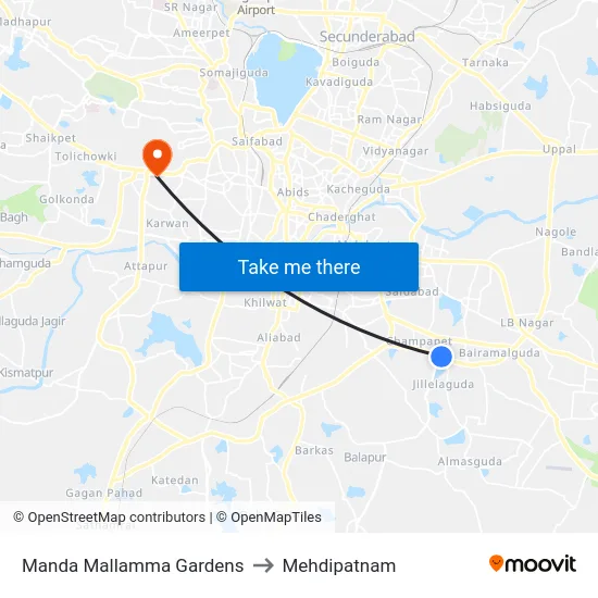 Manda Mallamma Gardens to Mehdipatnam map