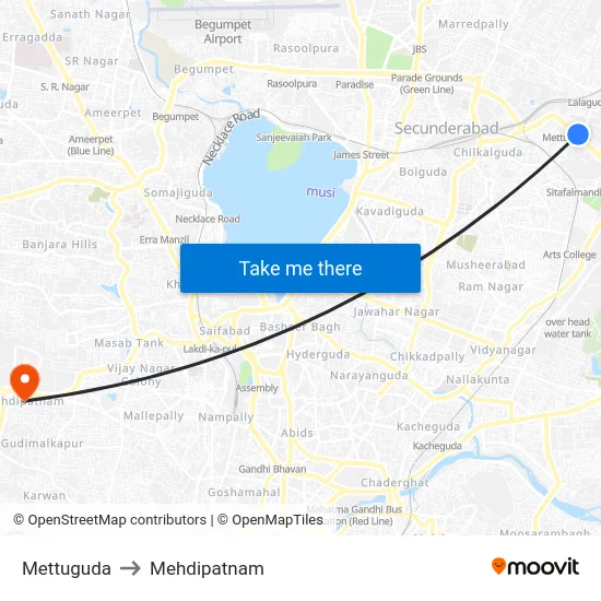 Mettuguda to Mehdipatnam map