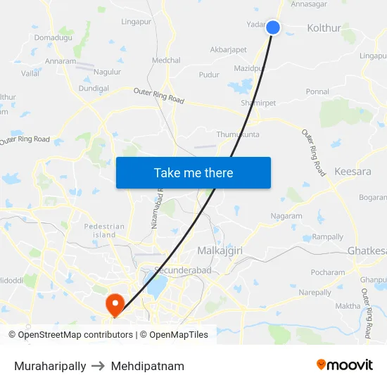 Muraharipally to Mehdipatnam map
