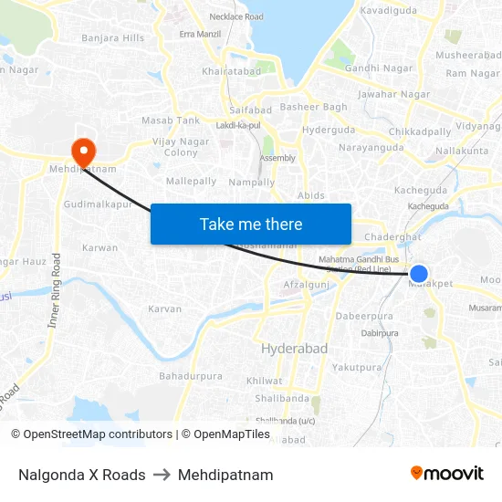 Nalgonda X Roads to Mehdipatnam map