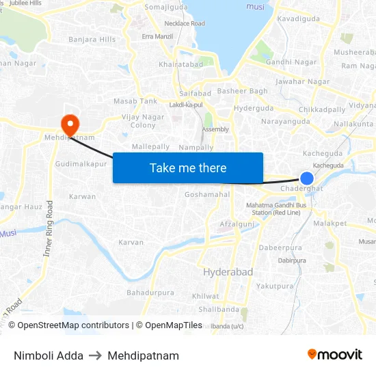 Nimboli Adda to Mehdipatnam map