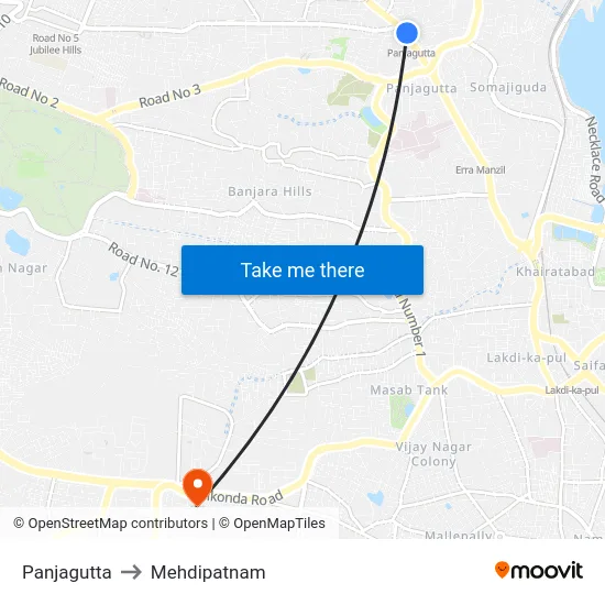 Panjagutta to Mehdipatnam map