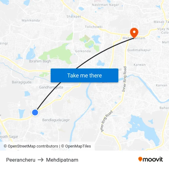 Peerancheru to Mehdipatnam map
