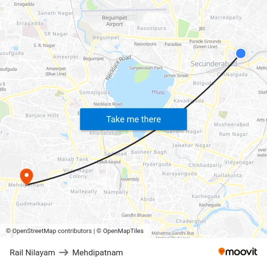 Rail Nilayam to Mehdipatnam map