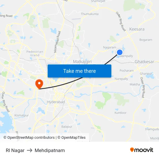 Rl Nagar to Mehdipatnam map