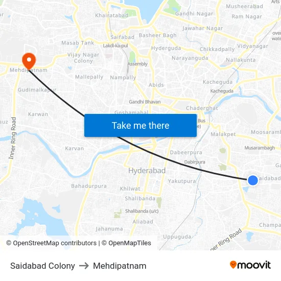 Saidabad Colony to Mehdipatnam map