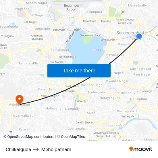 Chilkalguda to Mehdipatnam map