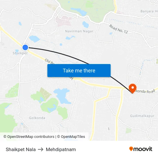 Shaikpet Nala to Mehdipatnam map