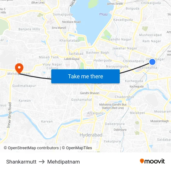 Shankarmutt to Mehdipatnam map