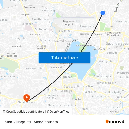 Sikh Village to Mehdipatnam map