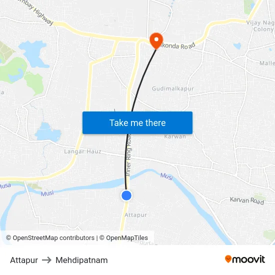 Attapur to Mehdipatnam map
