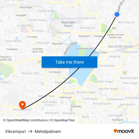 Vikrampuri to Mehdipatnam map